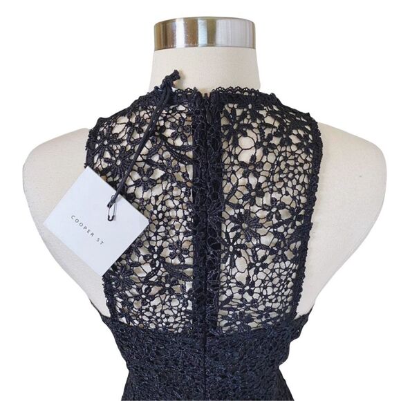 Cooper St. Black Floral Crochet Lace Midi Dress - Size 4 - Picture 6 of 8
